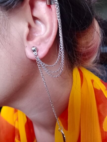 1pcs Silver Earring Metal Ear Clip Leaf Tassel Earrings For Women Jewelry Fashion Personality Gift Ear Cuff Caught In Cu