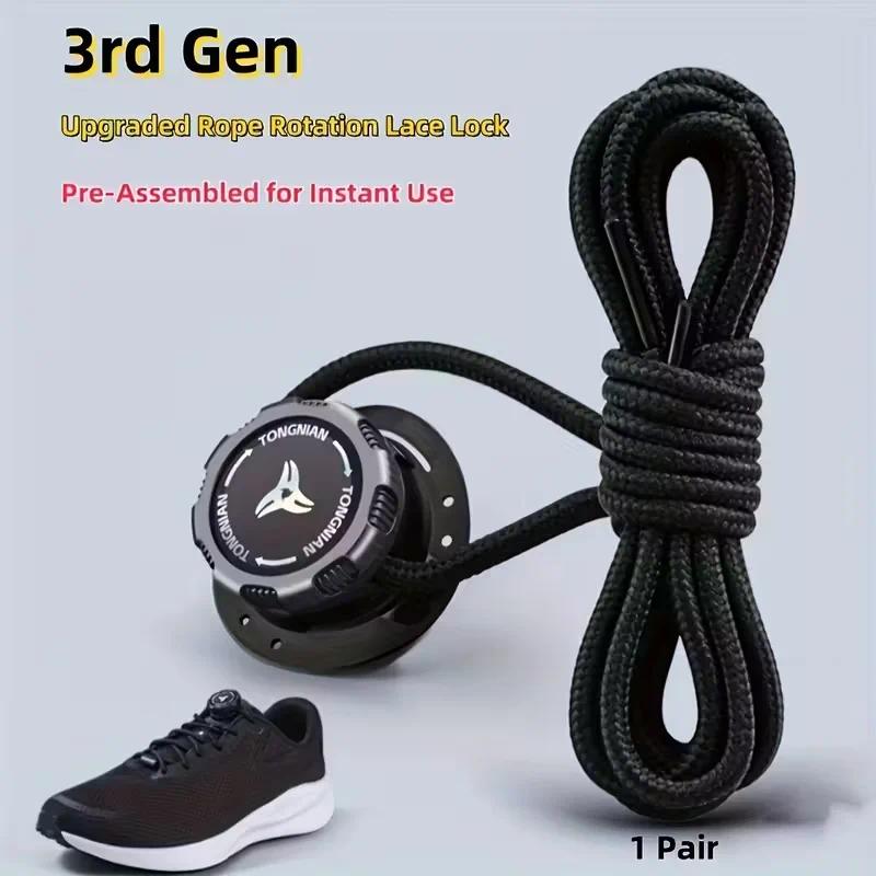 No Tie Shoelace Locking System Rope Rotation Lace Lock Quick Tie Shoe Laces with Rotating Lock Fasteners for Sneakers Sp