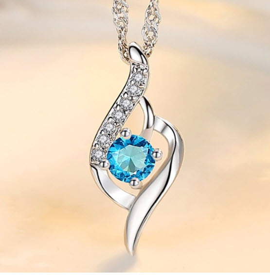 NEHZY 925 Crystal Zircon Sterling Silver Heart Pendant Necklace water drop necklace Length 45CM