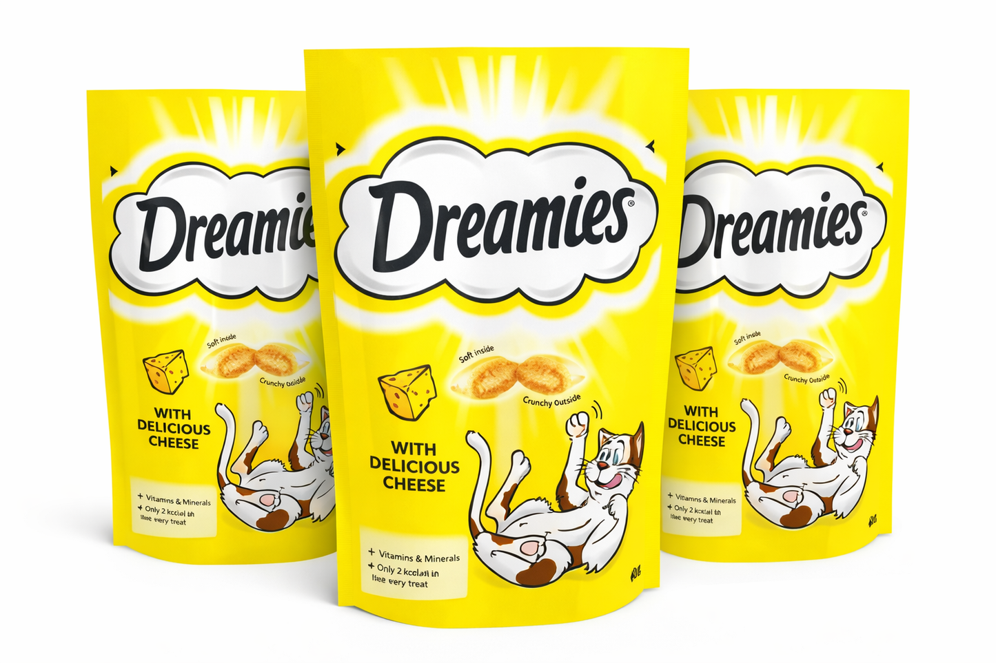Dreamies Cat Treats Chicken Flavor Crunchy Biscuits Pack of 3 for Cats and Kittens