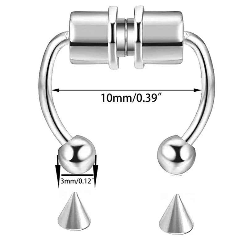 Nose Ring Magnetic Septum Horseshoe NoseRing Hoop Non-Piercing Jewelry