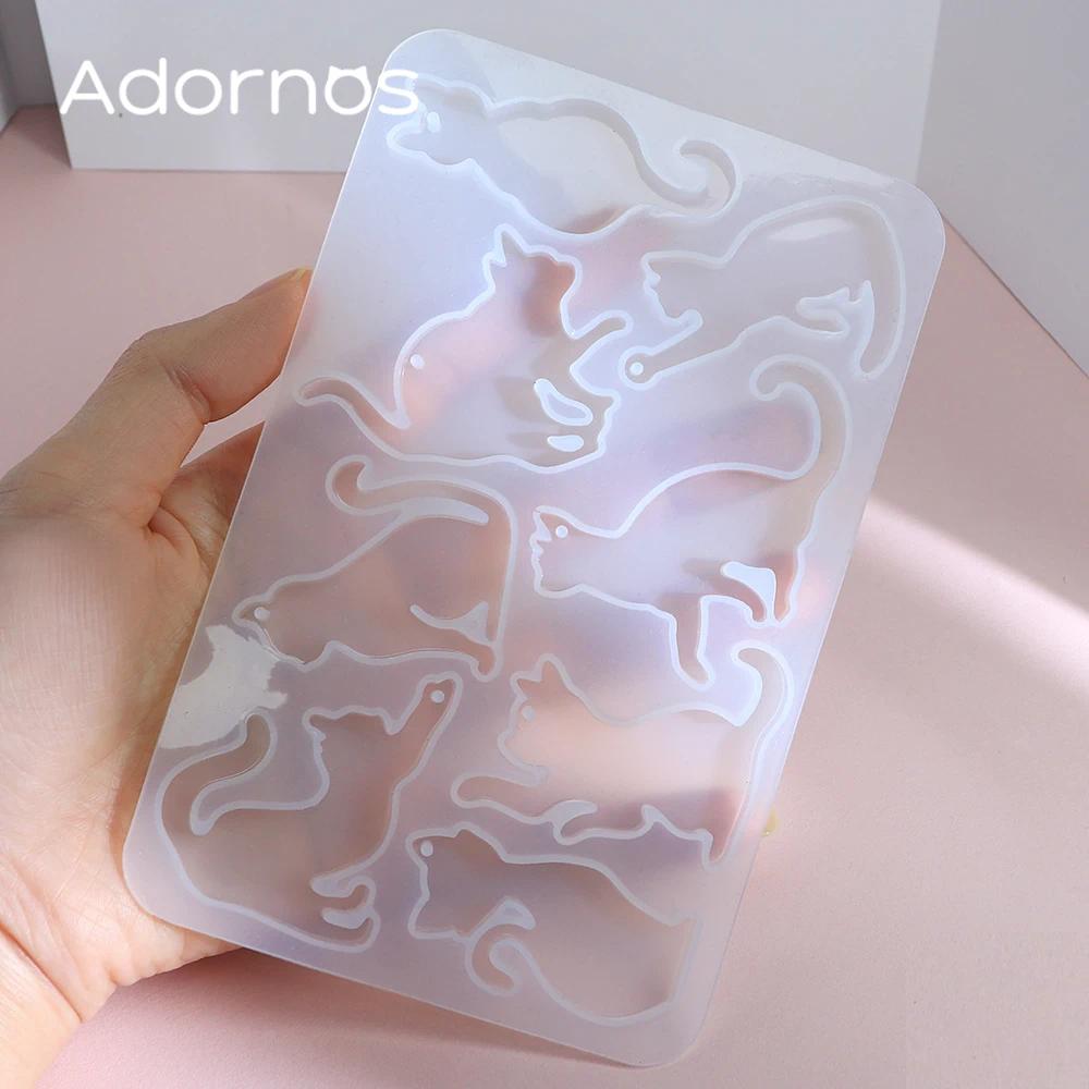 1pcs Cute Cat Silicone Molds Keychain Pendent Accessories Cats Epoxy Resin Mold Resin Filling Kawaii DIY Craft Pendent Supplies