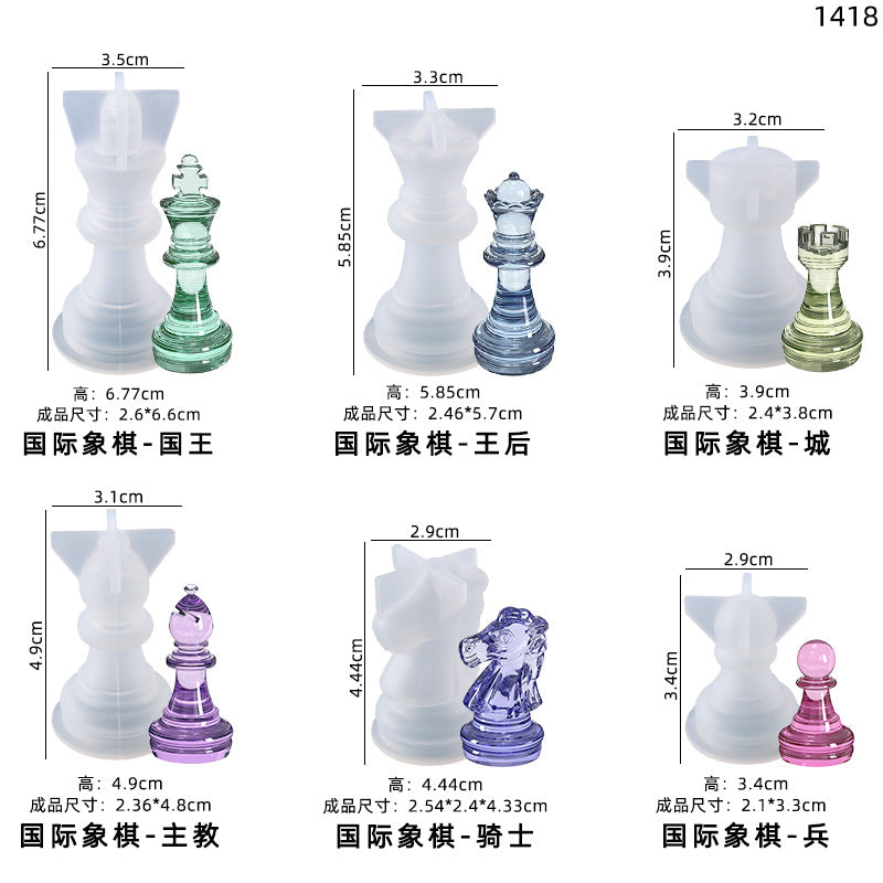 Chess Piece Chess Board Silicone Mold Table Poppy DIY Crystal Glue Mold DIY Craft Projects
