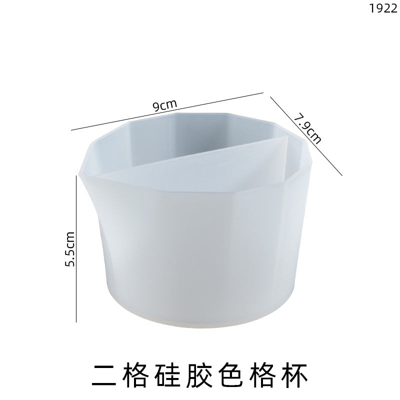 Two Compartment Silicone Color Matching Cup Silicone Mold Crystal Drop Glue Resin Art and Craft