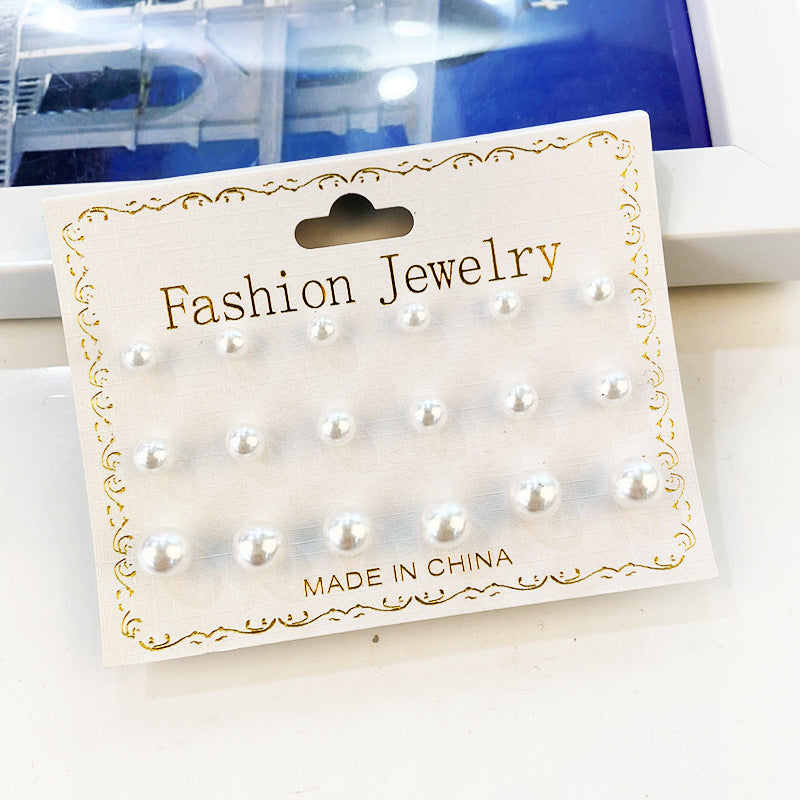Korean Style White Pearl Earrings – 9 Pairs