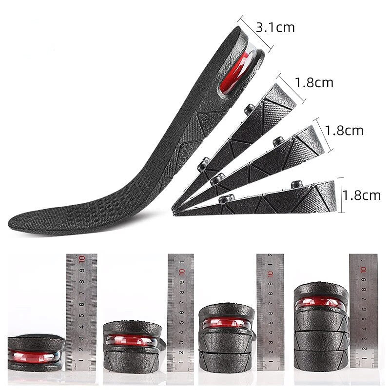 Invisible Height Increase Cushion All Season PVC Sports Shock Absorbing Shoe Insole Size 3-9 CM Lightweight Adjustable H