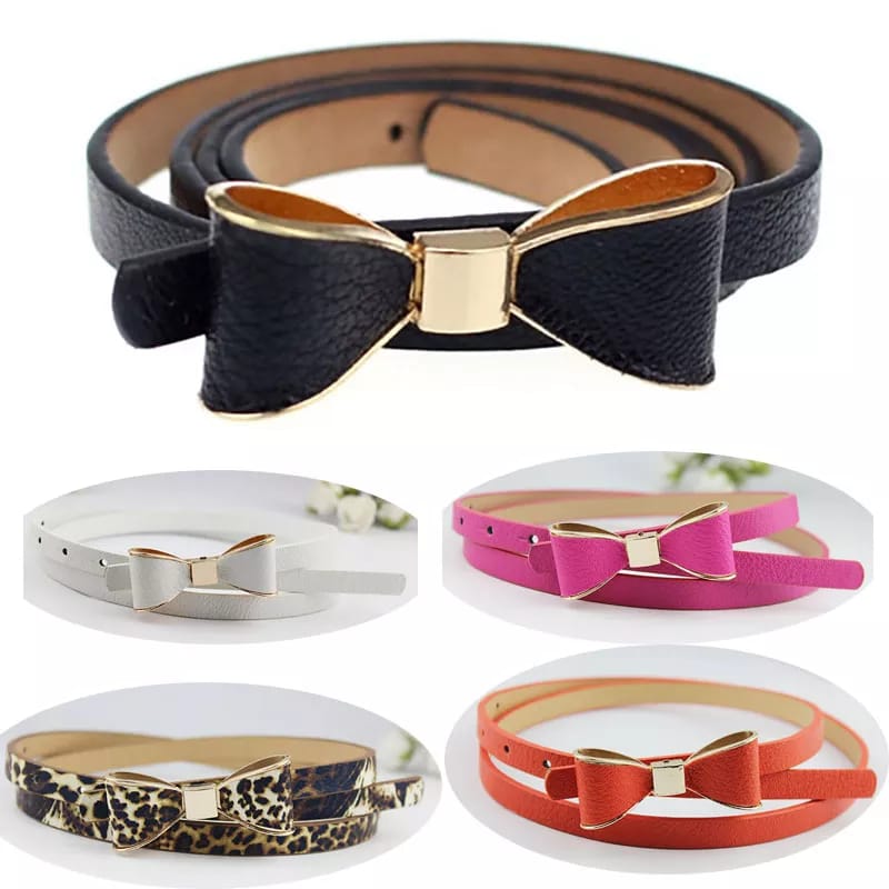 Butterfly Bow Waist Belt Dress Accessory: Women's Leather Skinny Narrow Thin Waistband