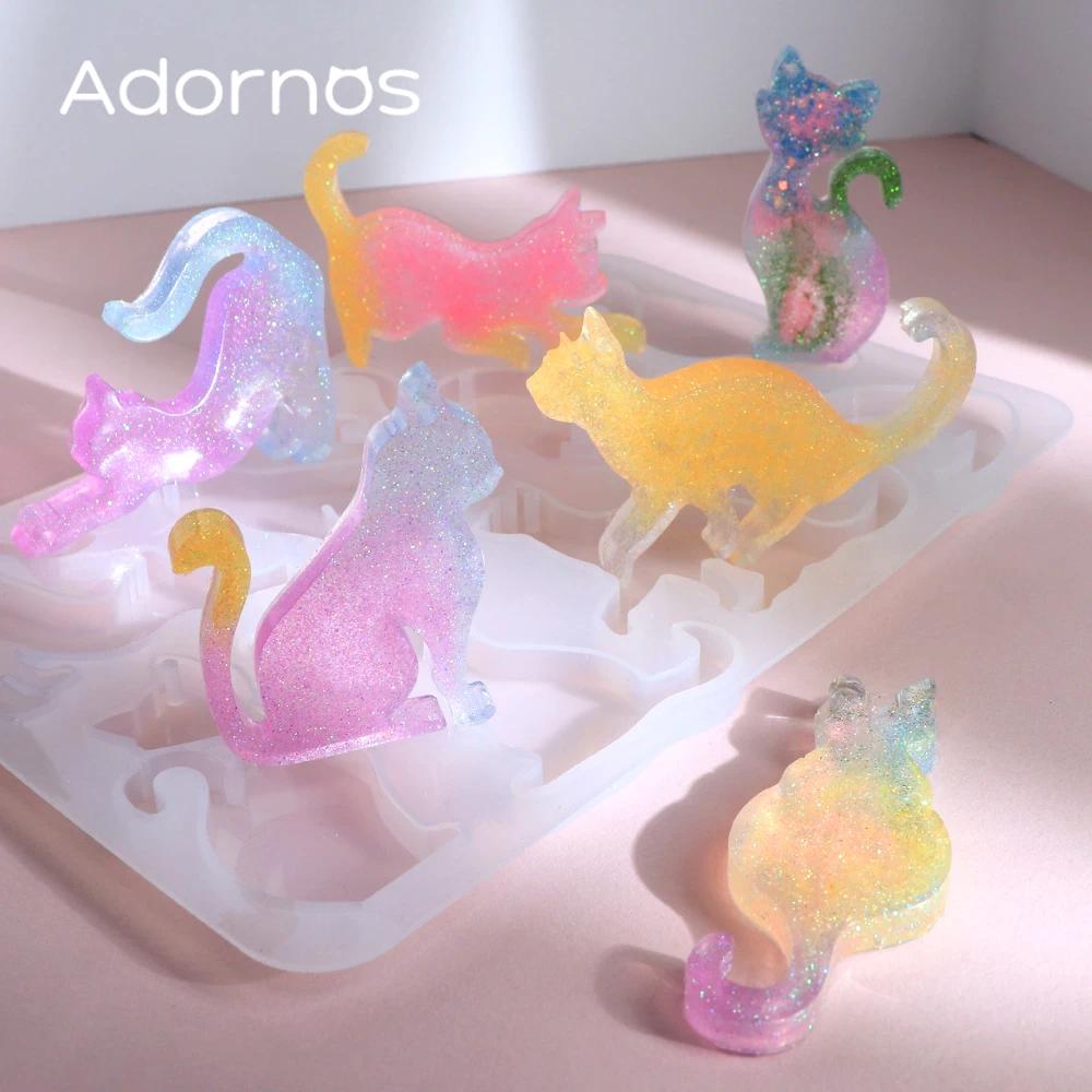 1pcs Cute Cat Silicone Molds Keychain Pendent Accessories Cats Epoxy Resin Mold Resin Filling Kawaii DIY Craft Pendent Supplies