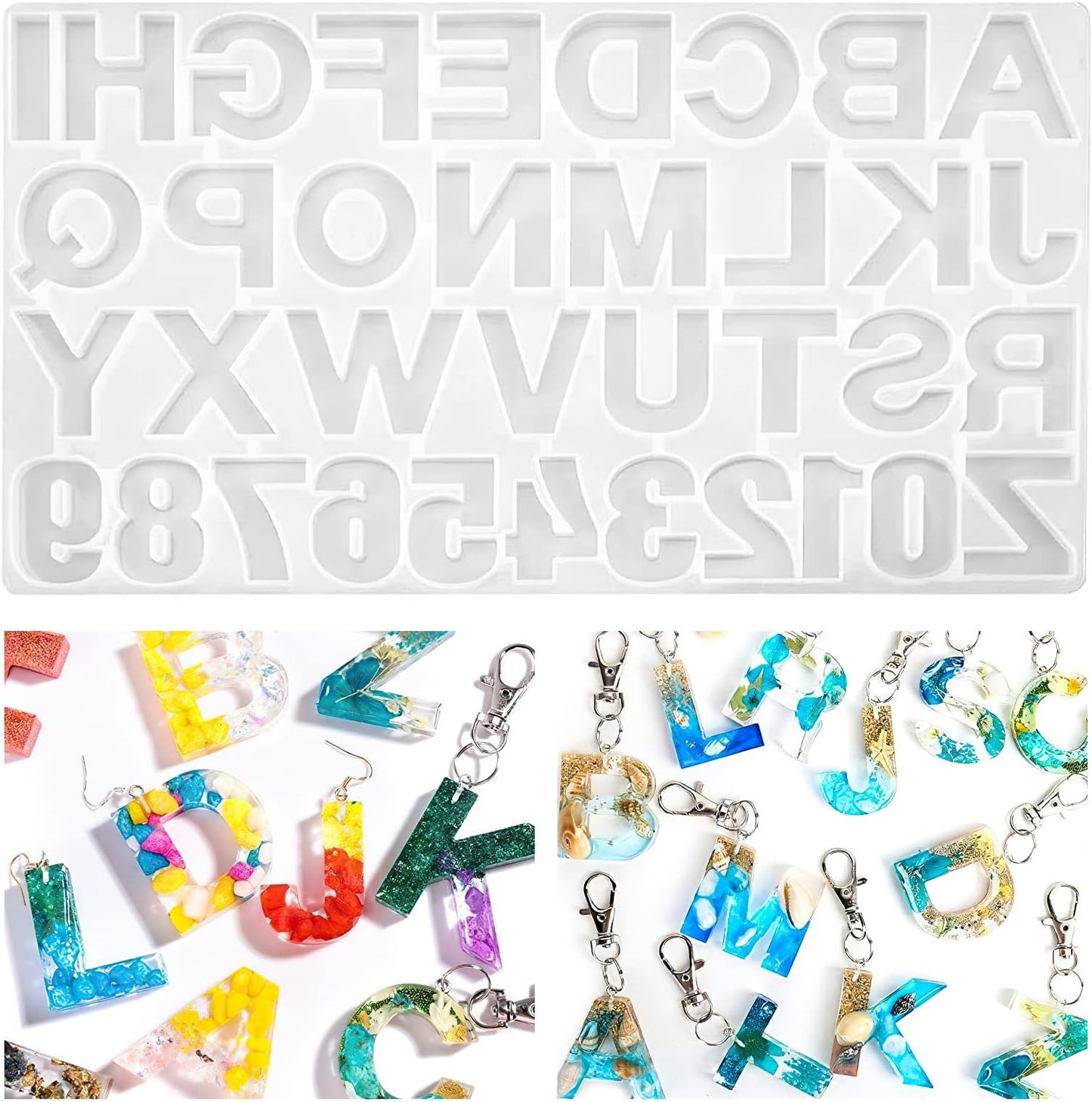 Alphabet Letter Number Decoration Craft Silicone Mold With Hole for Earring Mold Alphabet Letter Number Pendant Casting Silicone Crafts For resin art epoxy resin DIY Casting molds DIY Tools Casting Molds Decoration Molds Decoration tools
