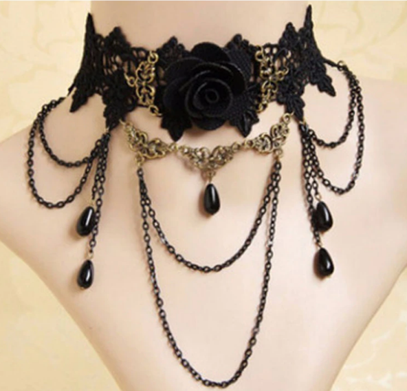 Rhinestone Choker Necklace for Girls Choker Black Flower Women Velvet Choker Fashion Jewelry