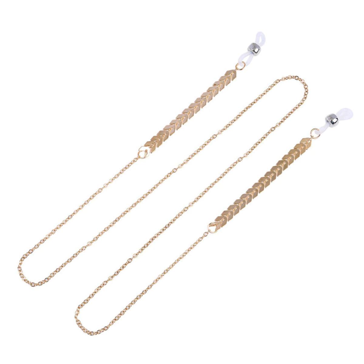 Sunglasses Chain for Girls Gold Eyeglasses Fishbone Zigzag Chain Sunglasses Holder Necklace Eyewear Retainer Accessories