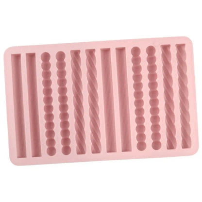 High Quality 12 Cavity Chocolate Molds Strip Non-stick DIY Pretzel Stick Mold Silicone Fondant Mould Themed Party Props