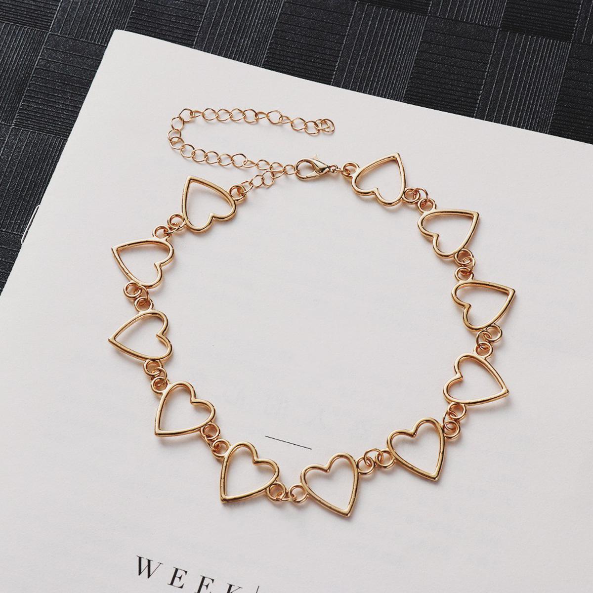 Korean Sweet Love Heart Choker Necklace for Girls Gift Cute Bicolor Necklace Fashion Jewelry