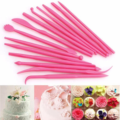 Mini 14 Piece Sugar Art Sculpting Tool Set Plastic Clay Soft Pottery Carving Pen Baking Decoration Craft Home Use Cake Tools