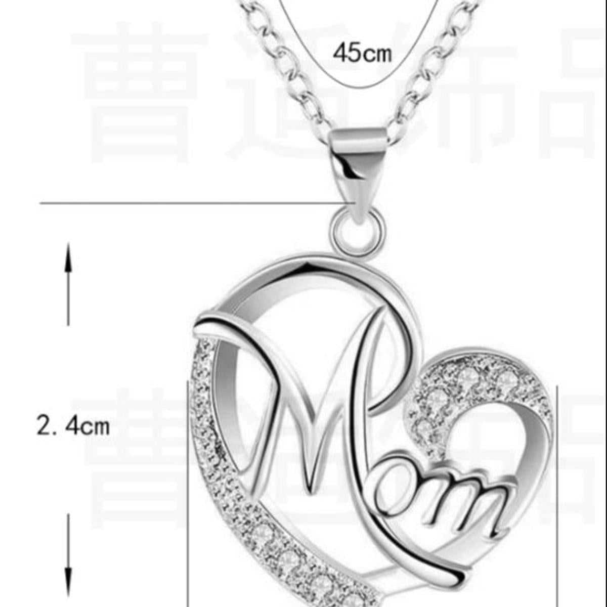 Letter MOM Heart Shape Pendant necklace for Girls HUITAN Fashion Inlaid Crystal Pendant Necklace Mother's Day Gift Jewel