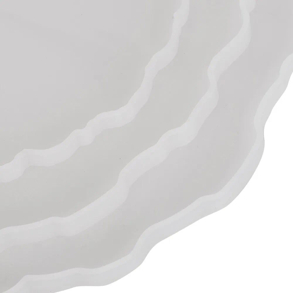 3pcs Irregular Round Fruit Tray Mould White Easy Release Tea Tray Mould Three Tier Silicone Tray Mould Snack Rack