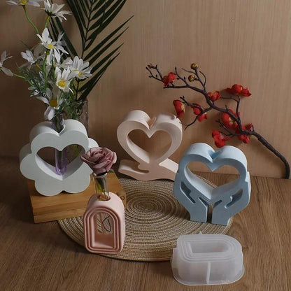 2026-Hand-held Heart-shaped Flower Vase, Resin Silicone Mold, Epoxy Resin, Diy Flower Arch, Branch Hydroponic Gypsum Flower