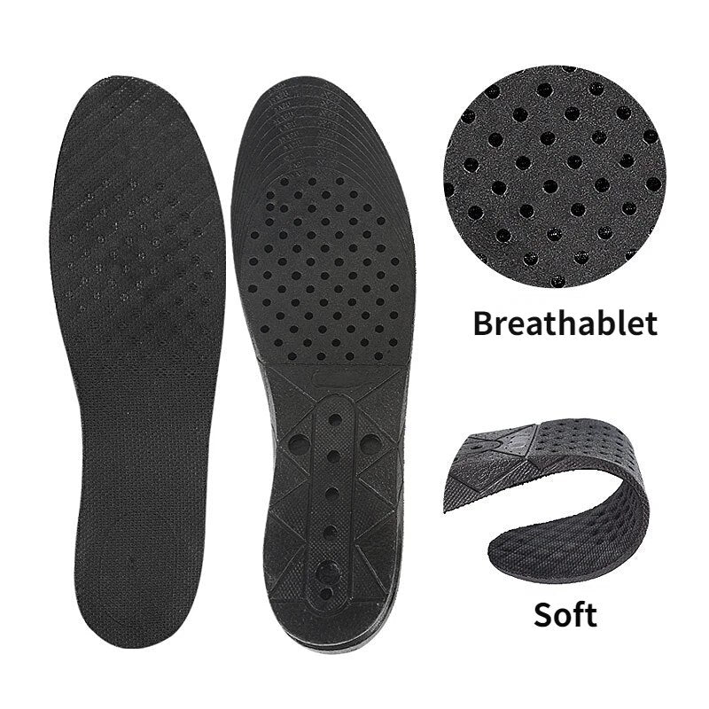 Height Increase Shoe Insoles Invisible Heel Lift Pads Adjustable 3 to 11 CM PVC Cushion Shock Absorbing Inserts for Men Women Lightweight Comfortable Height Booster