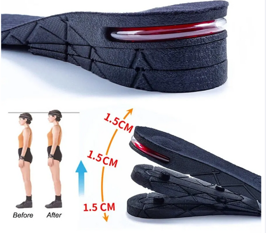 Height Increase Shoe Insoles Invisible Heel Lift Pads Adjustable 3 to 11 CM PVC Cushion Shock Absorbing Inserts for Men Women Lightweight Comfortable Height Booster