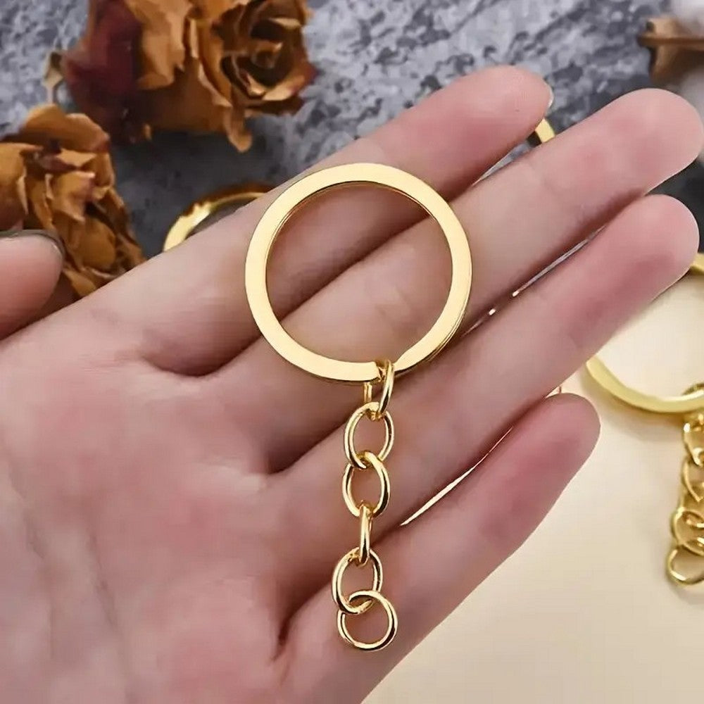 25MM Flat Metal Keychain Rings with Jump Rings Ideal for Resin Art & DIY Keychains