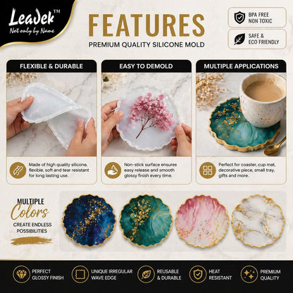 5 Inch Irregular Round Coaster Silicone Resin Coaster Mold Epoxy Geode Agate Coaster Mold Wave Edge Cup Mat Mold DIY Resin Art Mold