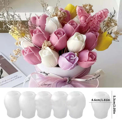 Tulip Mould 3D Rose Candle Molds Silicone Flower Shaped Moulds for Candle Making DIY Resin Crafts Fondant Cake Deco