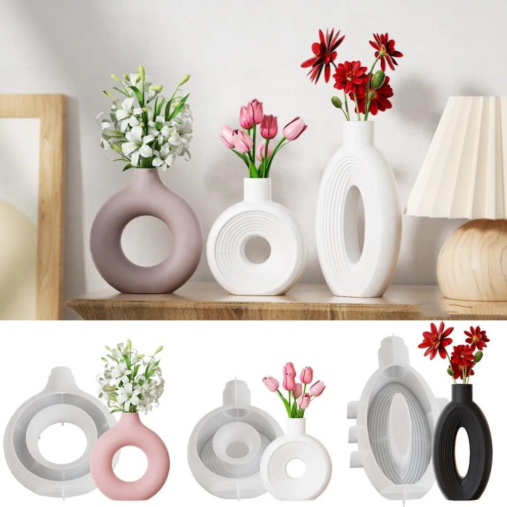 Flower Vase Mold Food Grade Resin Molds Reusable Flower Pot & Donut Shape for Artisan Home DIY Crafts