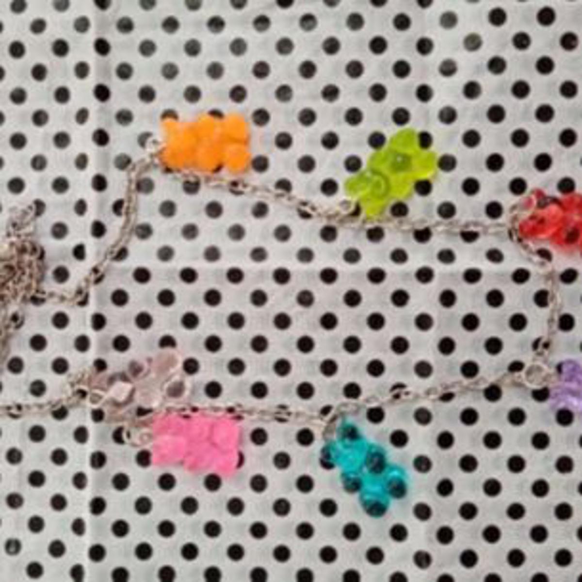 Handmade Bear Chain Necklace Cute Resin Gummy Candy Color Pendant For Girl Daily Jewelry Party Gifts