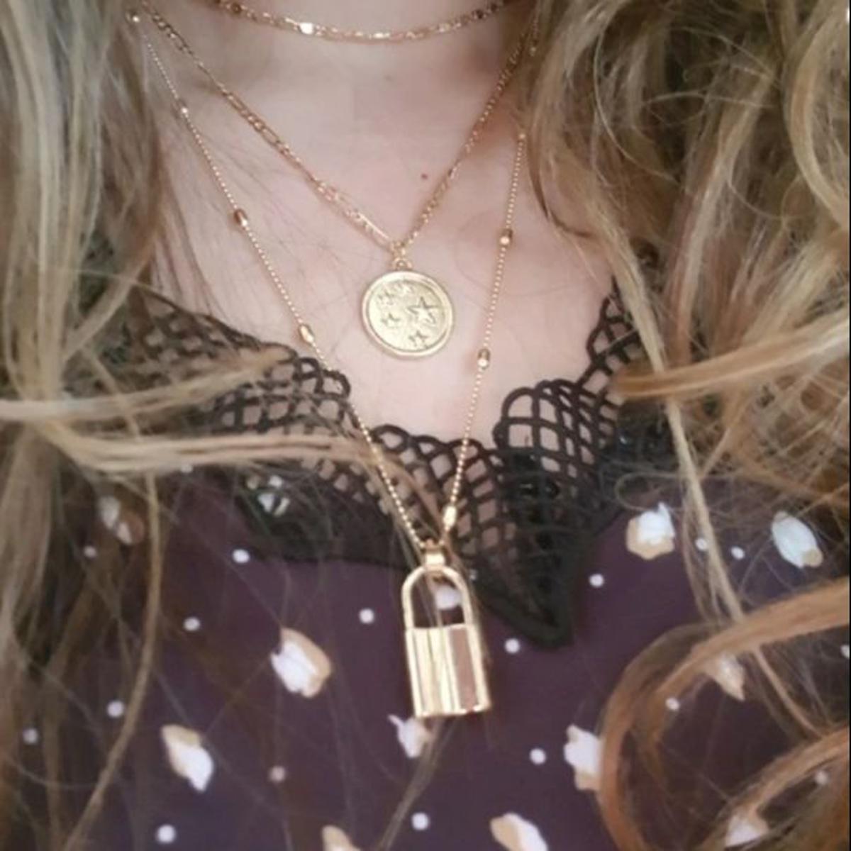 Lock Pendant Choker Necklace for Girls Ingemark Multi Layer Lover Lock Necklace for Girls, Gift for her, Jewlrey gift -