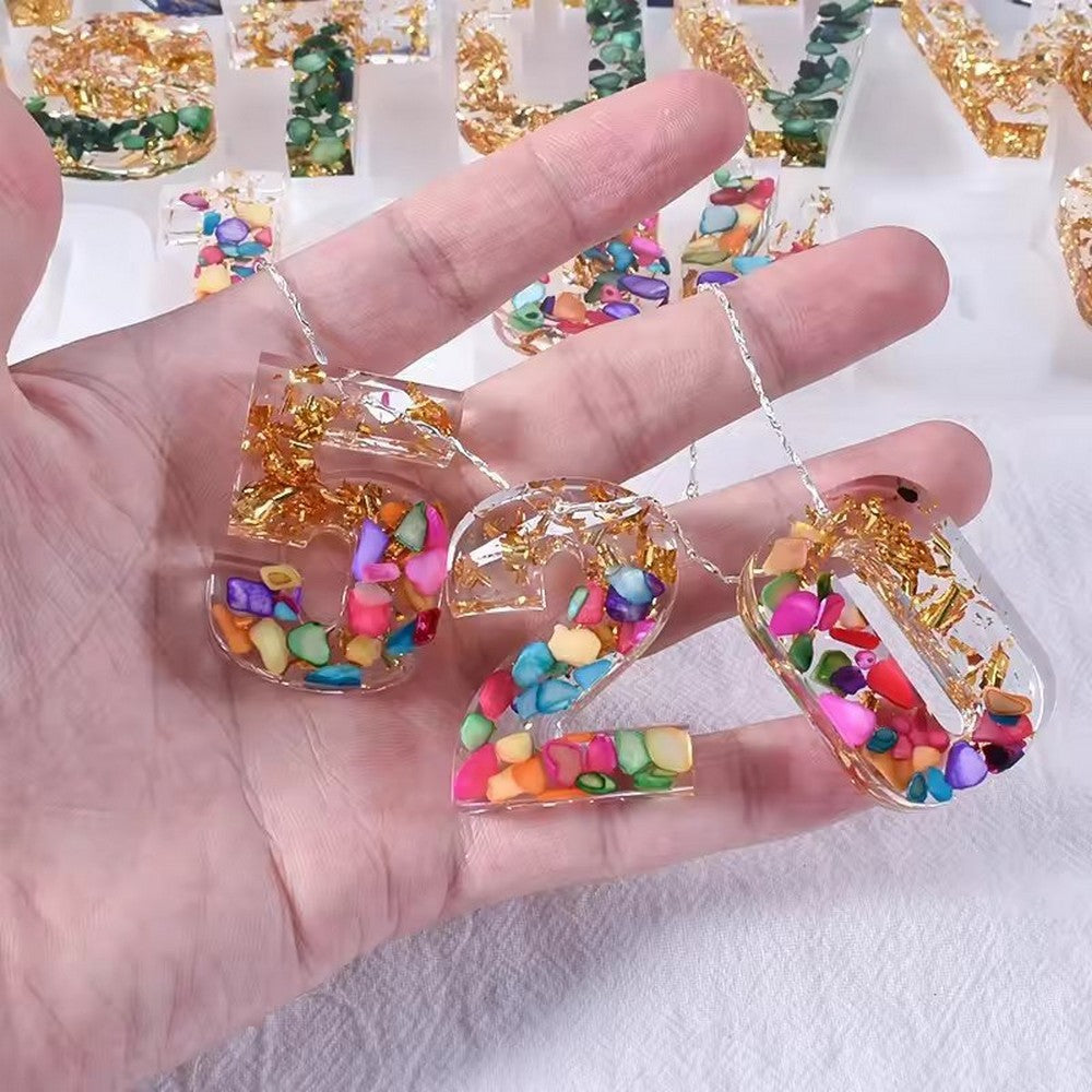Alphabet and Number Silicone Mold Front and back Letters Numbers Pendant Keychains DIY Craft Jewelry Making Mold 3D Letter Mold A-Z Keychain Mold (With or Without Hole) Different Sizes