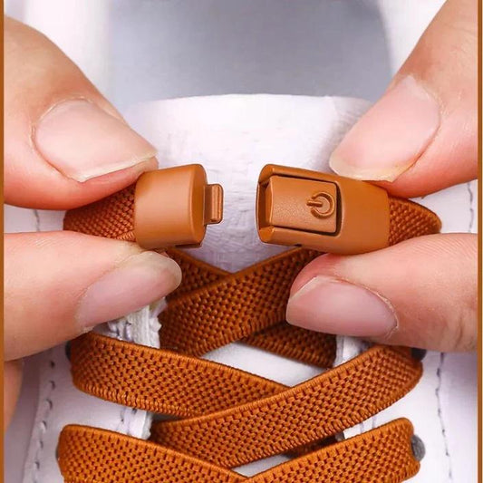 1 Pair No Tie Shoelaces Elastic Flat Shoe Laces with Press Lock Buckle for Kids & Adults Sneakers Sports Shoes