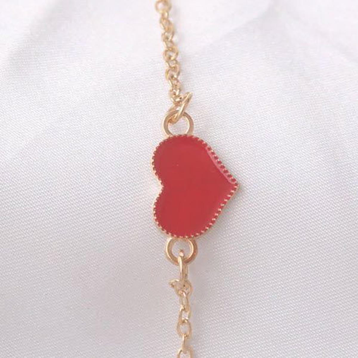 Red Heart Bracelet for girls Wedding Hand Accessories Gold Color Female Bangle Fashion Jewelry Bracelets