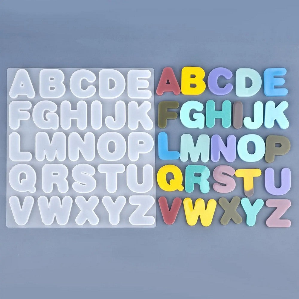 Alphabet and Number Silicone Mold Front and back Letters Numbers Pendant Keychains DIY Craft Jewelry Making Mold 3D Letter Mold A-Z Keychain Mold (With or Without Hole) Different Sizes