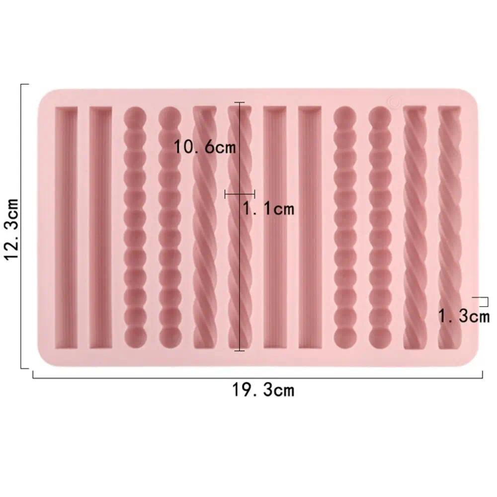 High Quality 12 Cavity Chocolate Molds Strip Non-stick DIY Pretzel Stick Mold Silicone Fondant Mould Themed Party Props