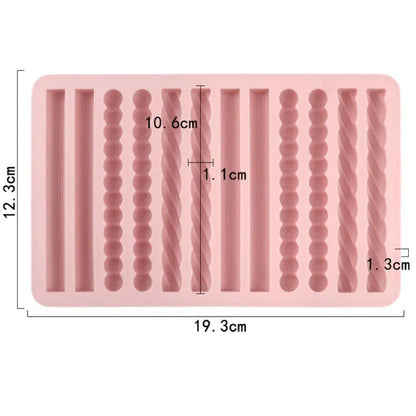 High Quality 12 Cavity Chocolate Molds Strip Non-stick DIY Pretzel Stick Mold Silicone Fondant Mould Themed Party Props