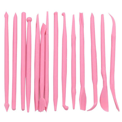 Mini 14 Piece Sugar Art Sculpting Tool Set Plastic Clay Soft Pottery Carving Pen Baking Decoration Craft Home Use Cake Tools