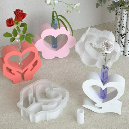 2026-Hand-held Heart-shaped Flower Vase, Resin Silicone Mold, Epoxy Resin, Diy Flower Arch, Branch Hydroponic Gypsum Flower