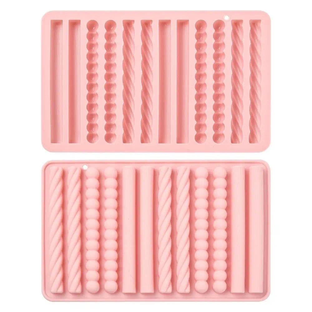 High Quality 12 Cavity Chocolate Molds Strip Non-stick DIY Pretzel Stick Mold Silicone Fondant Mould Themed Party Props