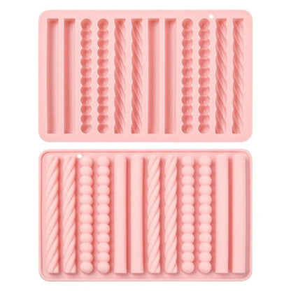 High Quality 12 Cavity Chocolate Molds Strip Non-stick DIY Pretzel Stick Mold Silicone Fondant Mould Themed Party Props