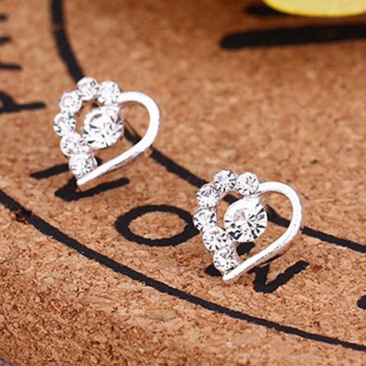 Stud Earrings for Girls Crystal Heart Star Ear Jewelry Party Earring Shiny Brincos Fashion Jewelry