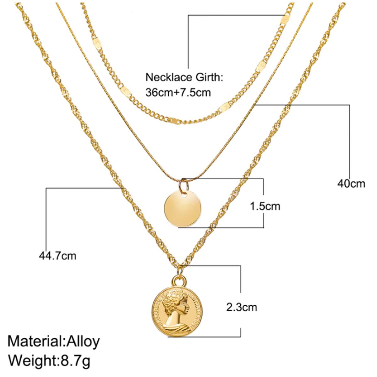 Multilayer Round Portrait Double Coin Pendant Necklace For Girls Trendy Gold Silver Color Choker Necklaces Jewelry