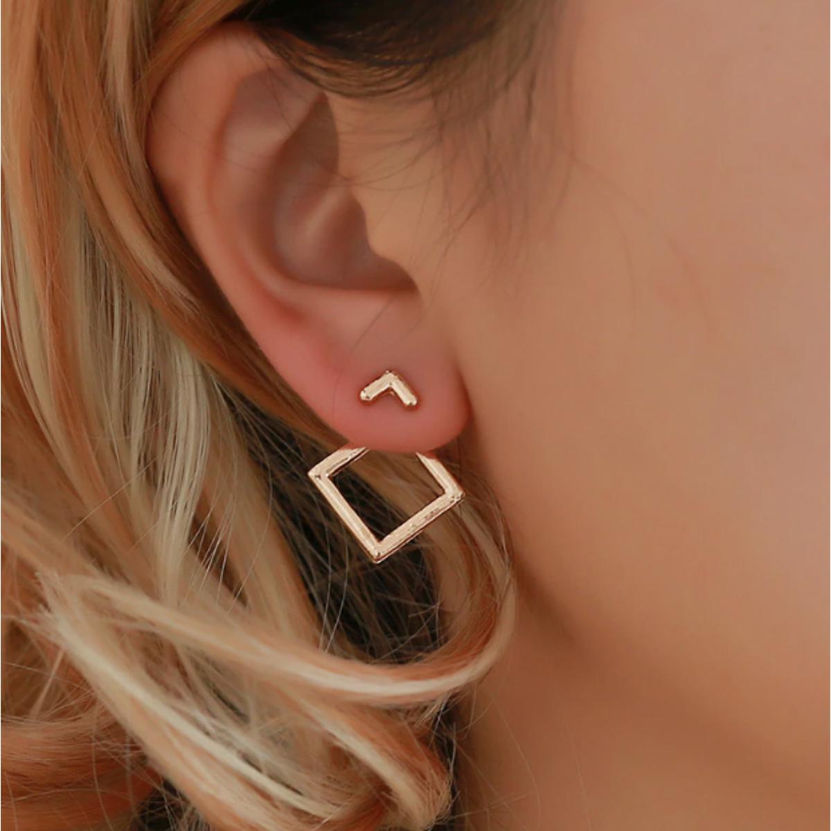 Square Stud Earrings For Women Golden Color Trendy Cute Nickel Free Earrings Fashion Jewelry Earrings Brincos Statement