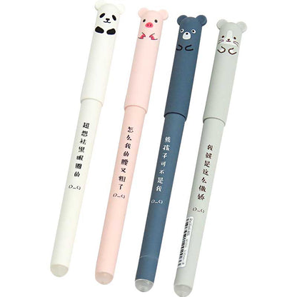 Cute Bear Animal Erasable Gel Pen For School Black and Blue ink Pen Kissbuty Stationery Writing Washable Handle Pens Animals Pens