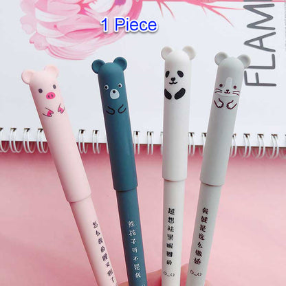 Cute Bear Animal Erasable Gel Pen For School Black and Blue ink Pen Kissbuty Stationery Writing Washable Handle Pens Animals Pens