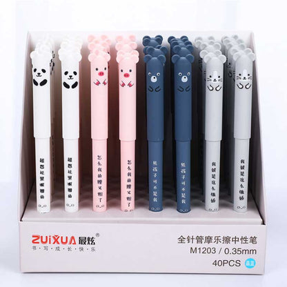 Cute Bear Animal Erasable Gel Pen For School Black and Blue ink Pen Kissbuty Stationery Writing Washable Handle Pens Animals Pens