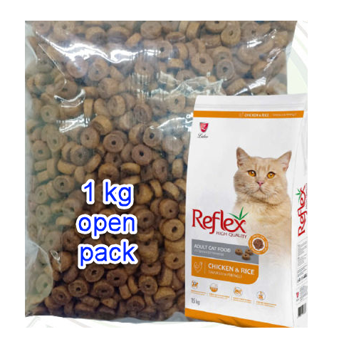 Reflex Adult 1kg Open bag zip lock Cat Food Chicken & Rice Good Quality Imported Cat Food