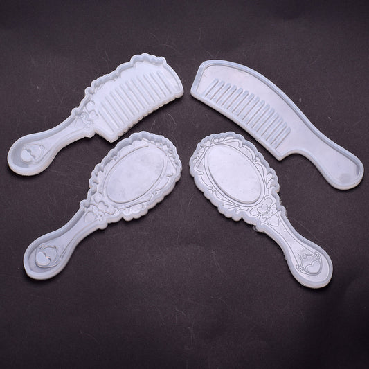 1 Piece Comb Mirror Mold Comb with Handle for Epoxy Resin Molds DIY Handmade Mirror Crystal Fondant Cake Decoration