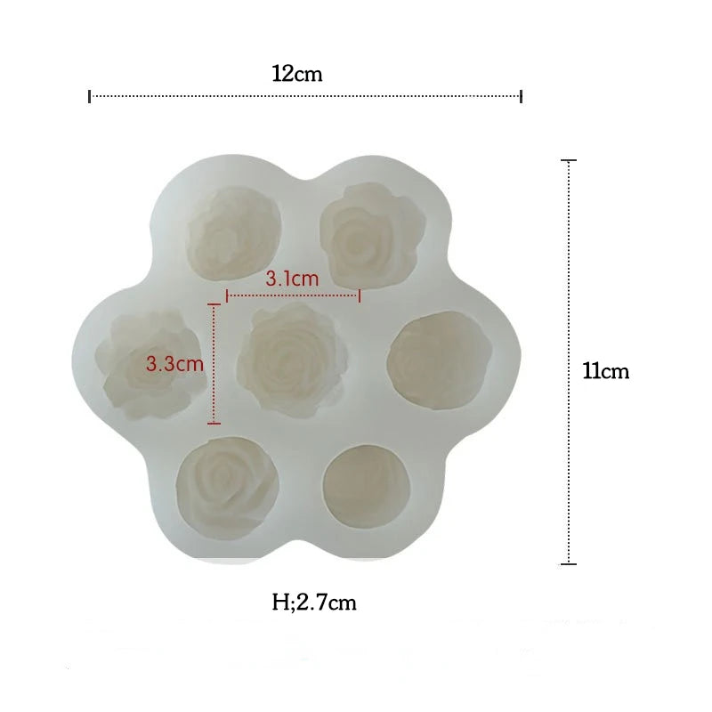 7Pcs Flower Silicone Molds 3D Rose Peony Chocolate Cake Baking Mold Handmade Candle Soap Gypsum Resin Handicraft Making Tools