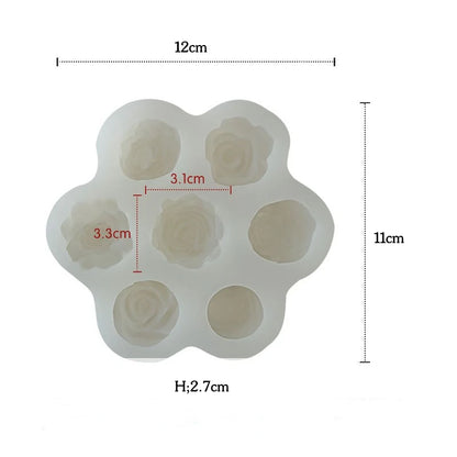 7Pcs Flower Silicone Molds 3D Rose Peony Chocolate Cake Baking Mold Handmade Candle Soap Gypsum Resin Handicraft Making Tools