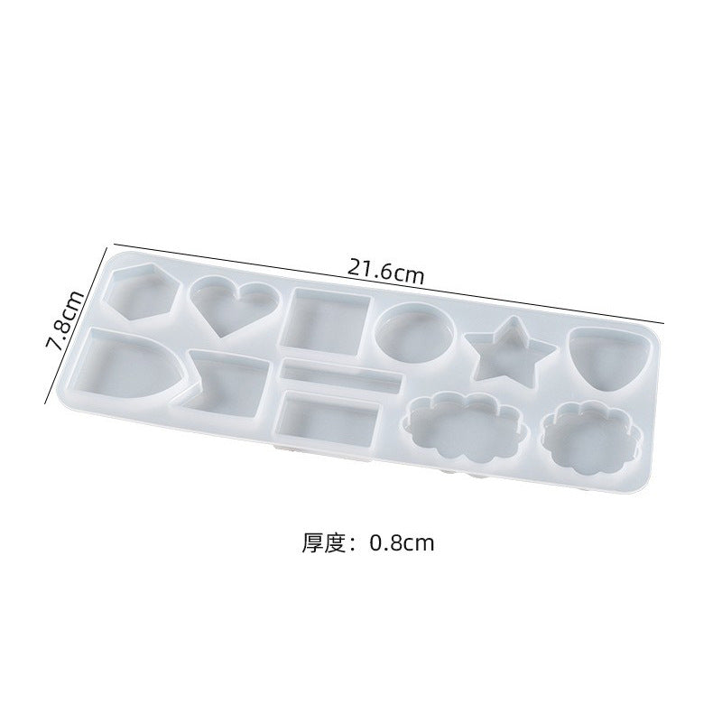 12 in 1 Shapes Pendant Silicone Mold Star Round Rectangular Heart Crystal Glue Drop Earring Keychain Resin Craft